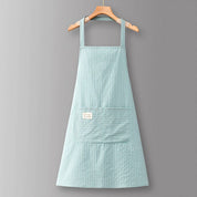 Cotton Striped Grid Kitchen Apron with Pocket_CWMM10095