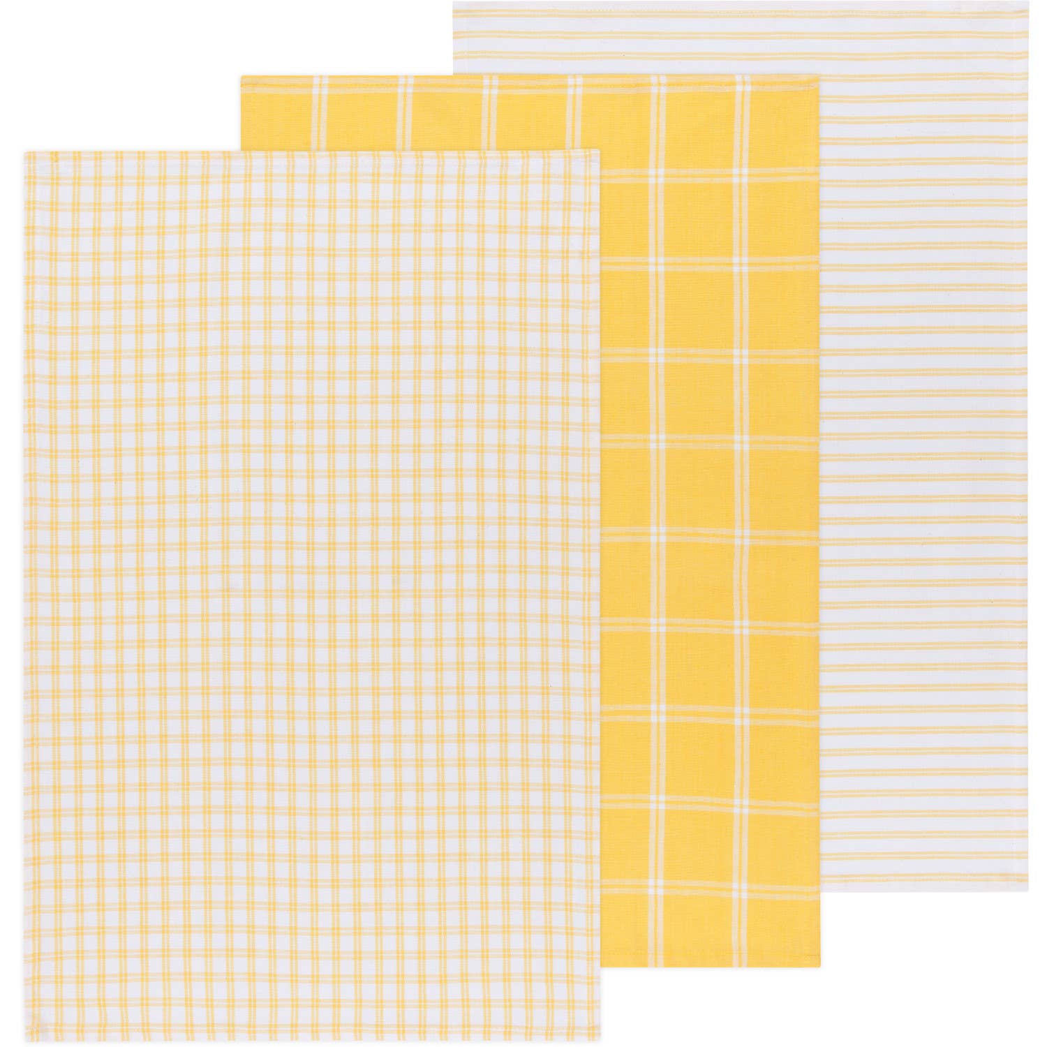 Tic Tac Toe Lemon Yellow Dishtowels Set of 3