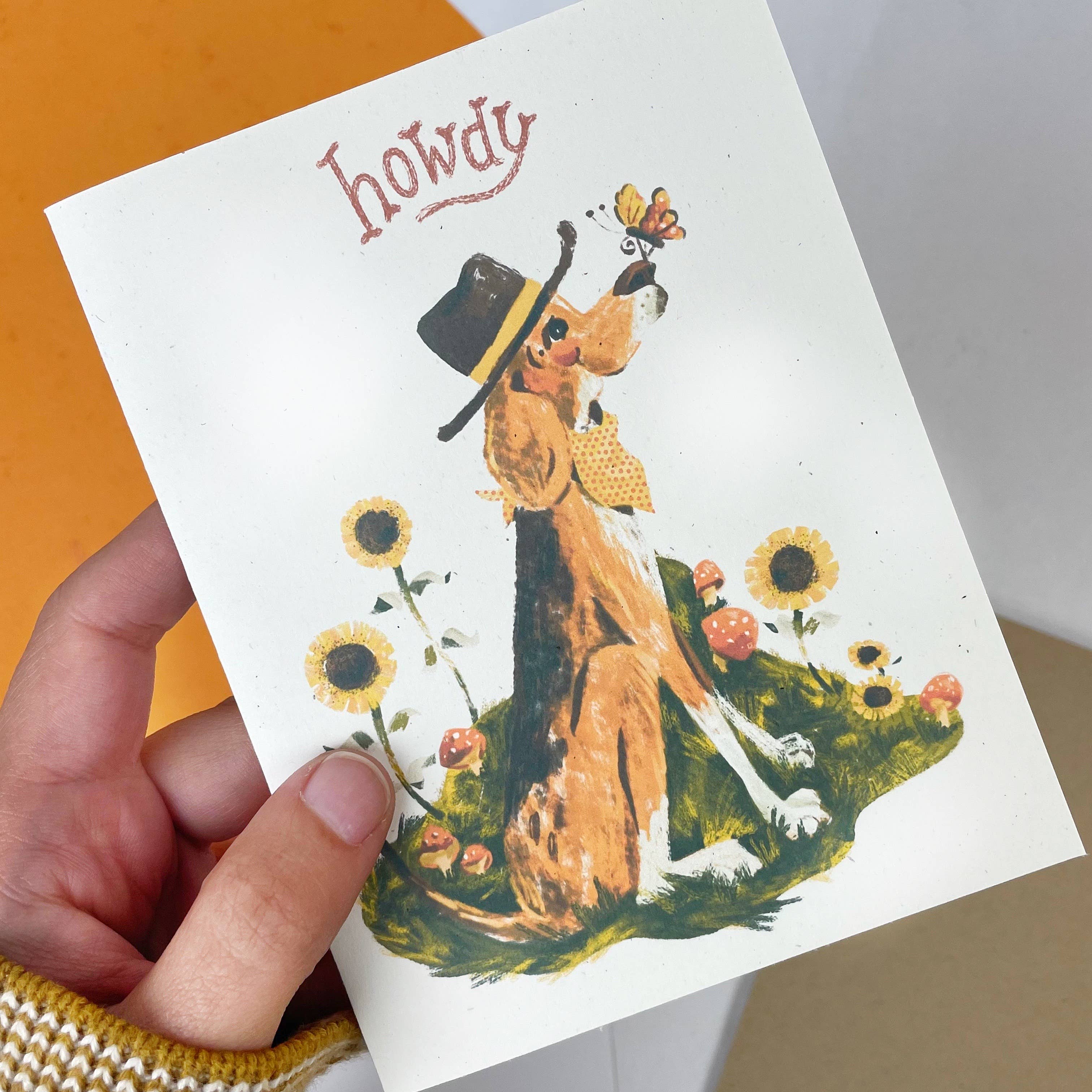 Howdy Hound Dog– Autumn Fall Greeting Card | Dog Stationery