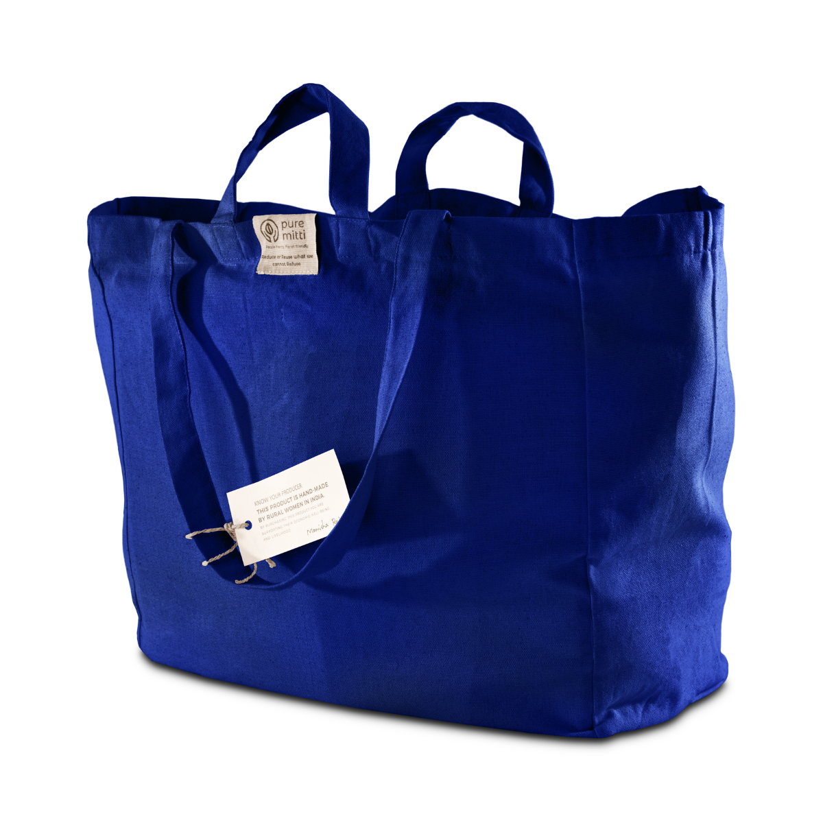 Multi-Pocket 100% Cotton Grocery Tote – Indigo