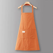 Cotton Striped Grid Kitchen Apron with Pocket_CWMM10095