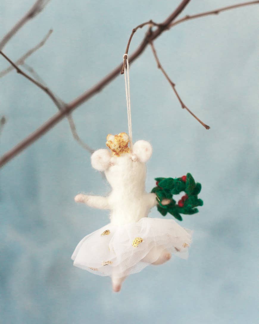 BALLERINA MOUSE FELT ORNAMENT | Handcrafted in Nepal