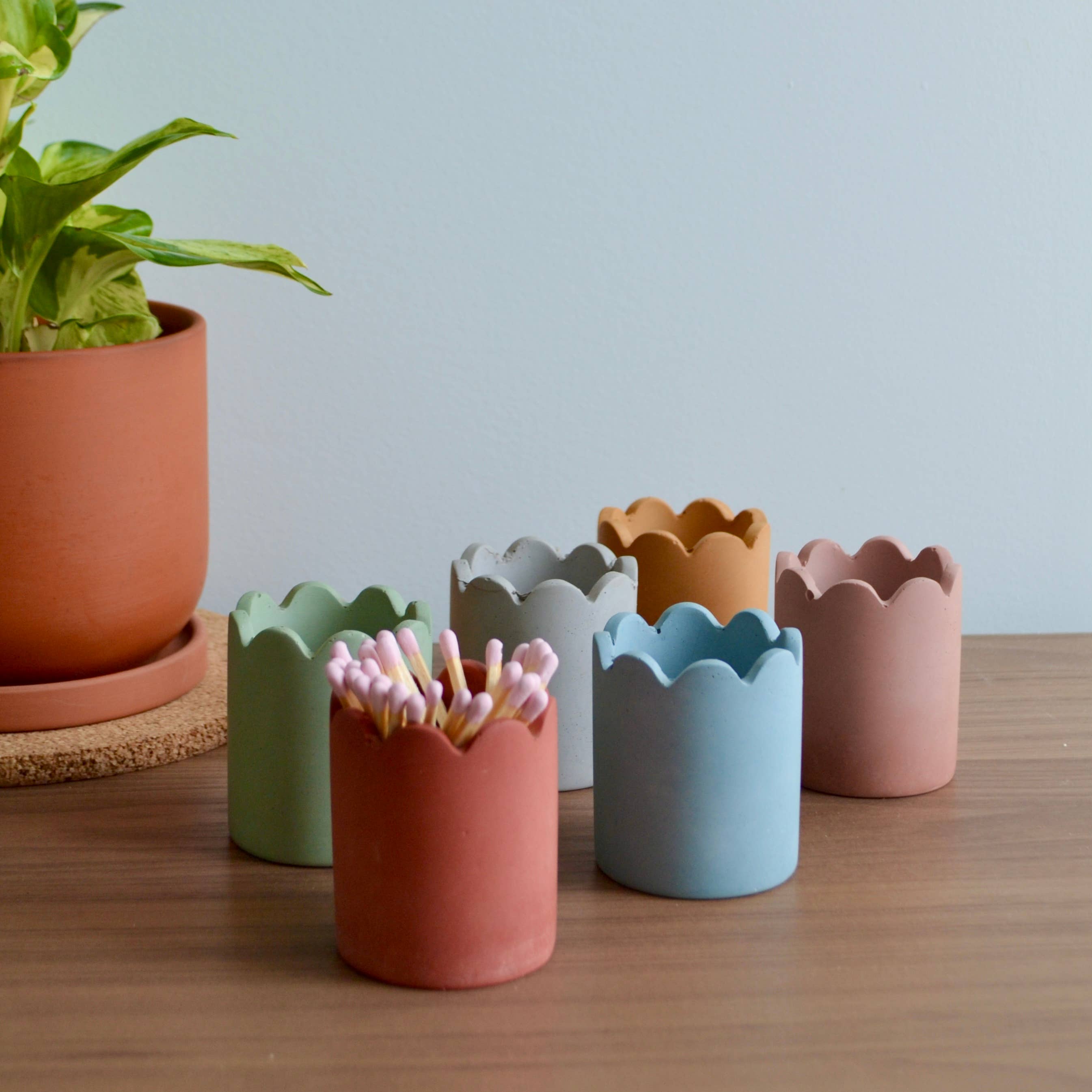 Scallop Match Pot with Match Striker