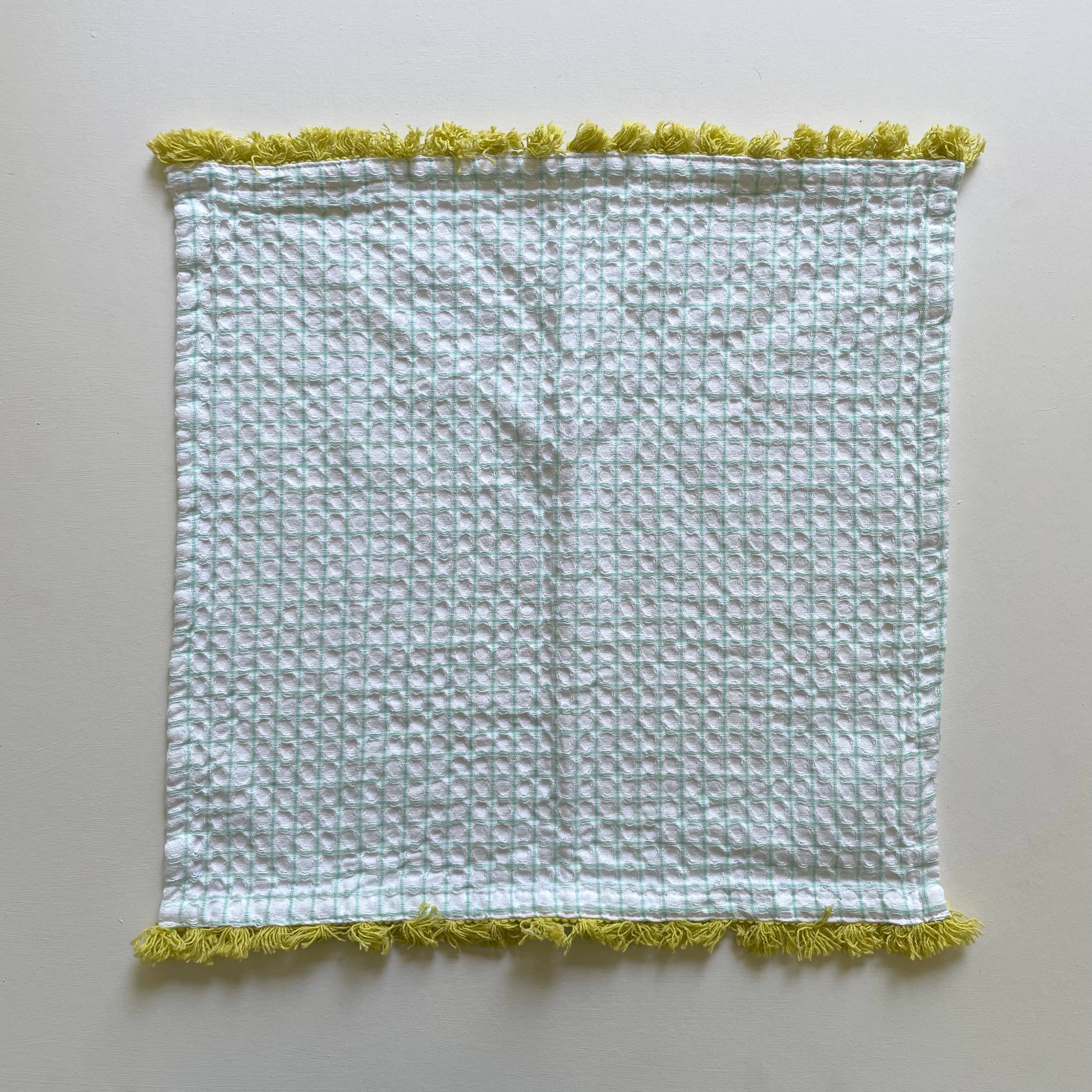 100% cotton waffle square bright fringe kitchen dishcloth