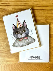 Happy Birthday Cat Clown Costume Greeting Card