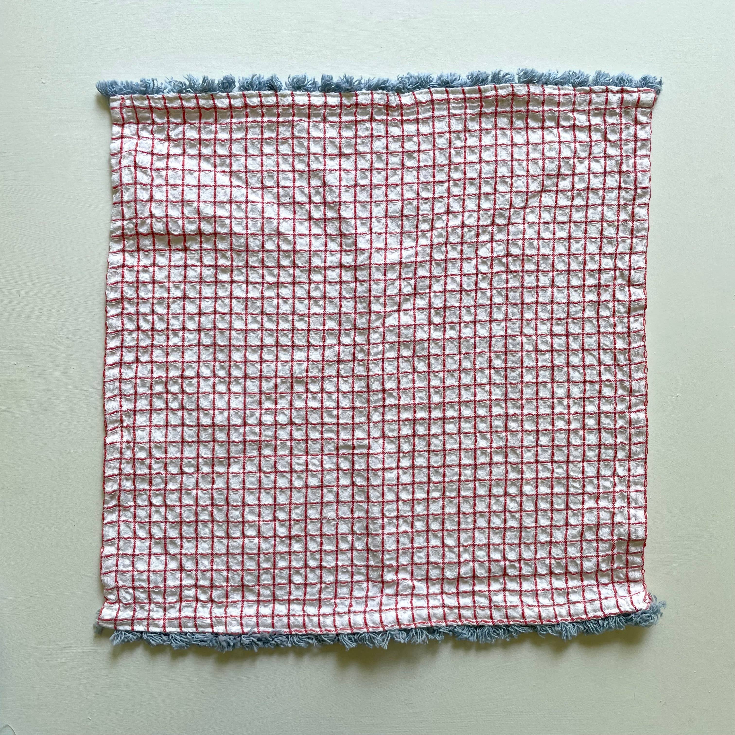 100% cotton waffle square bright fringe kitchen dishcloth