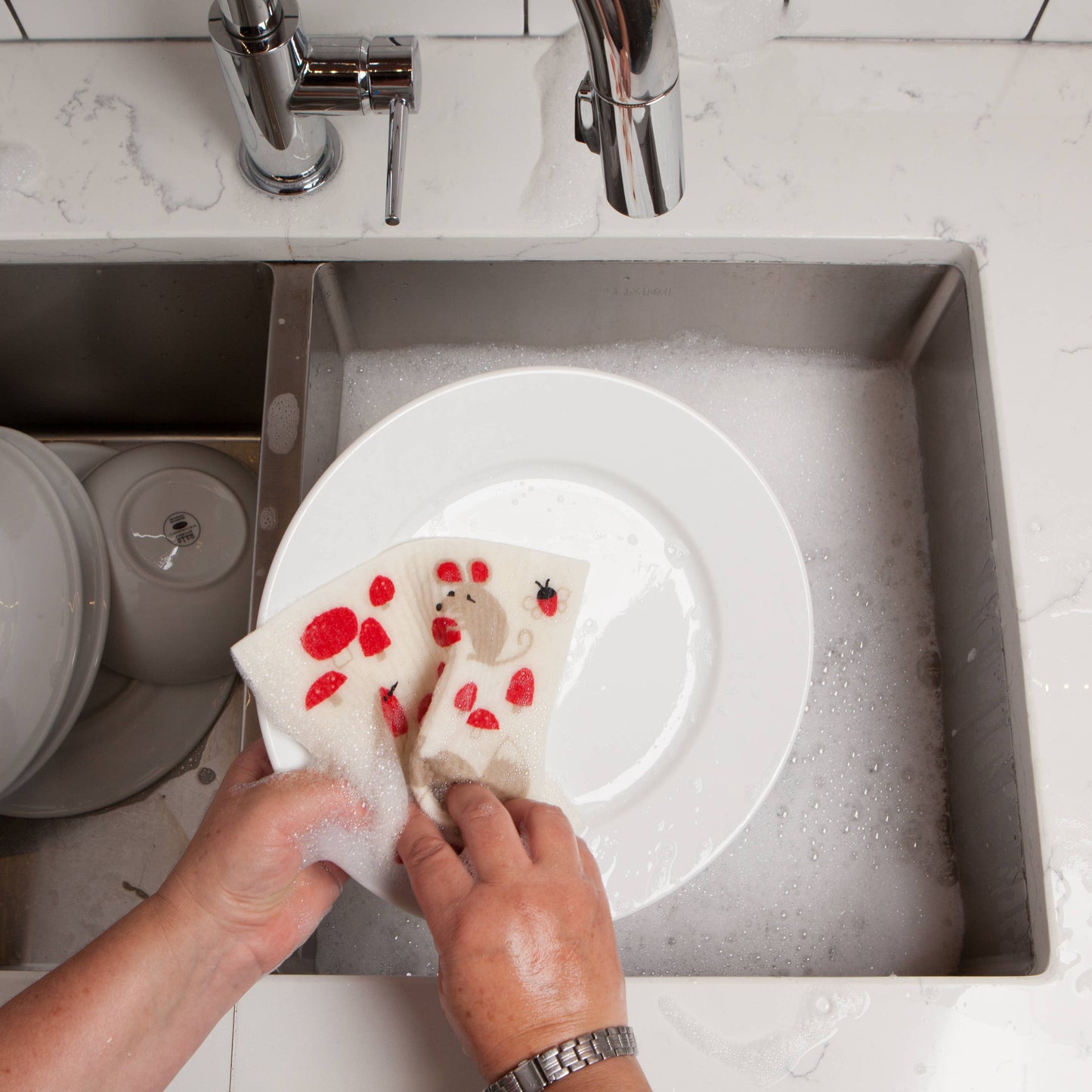 Toadstool Time Swedish Dishcloth