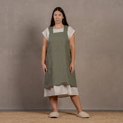 Linen Cross-Back Apron / Stone Green- S/M