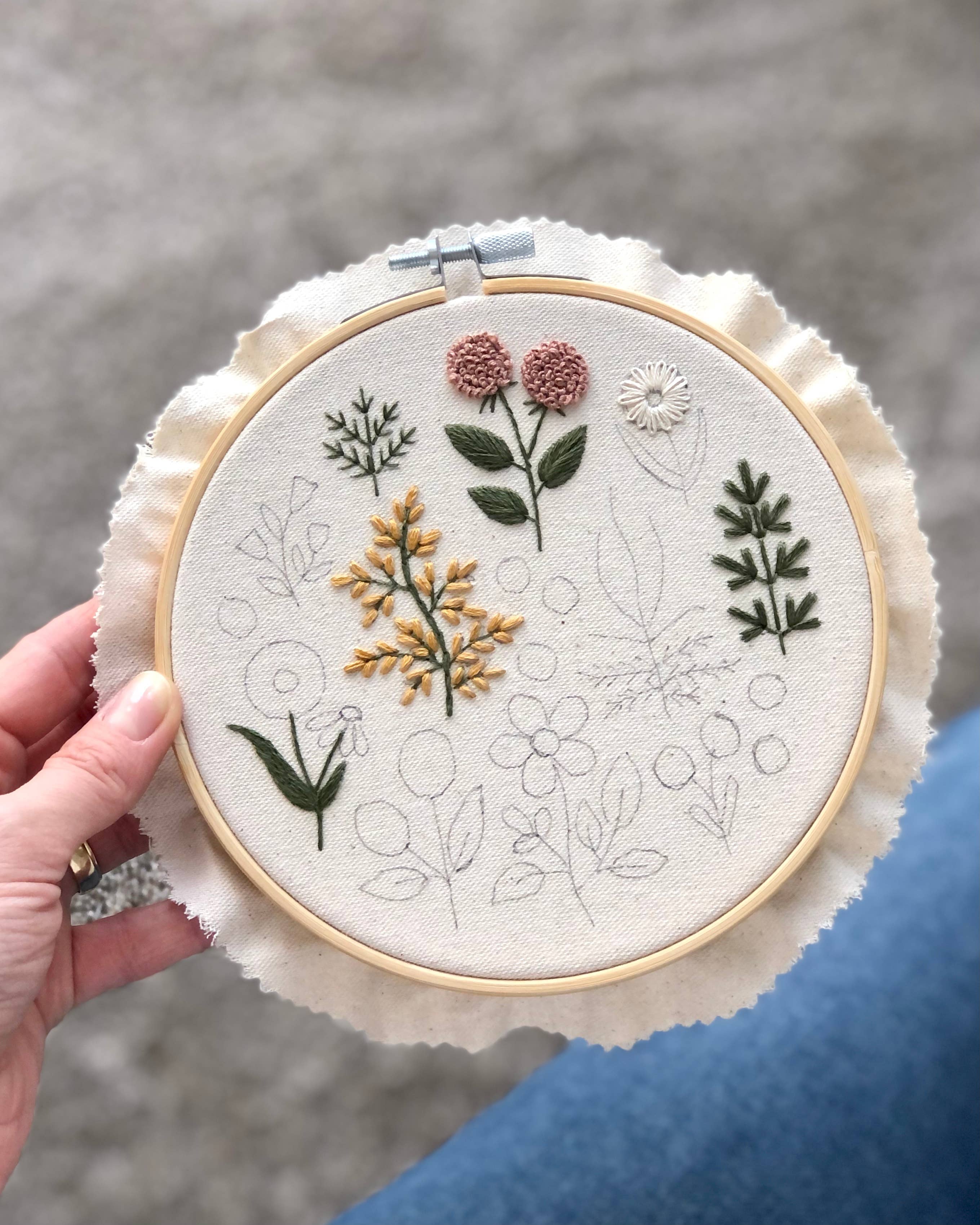 Floral Embroidery DIY Kit, modern embroidery craft kit