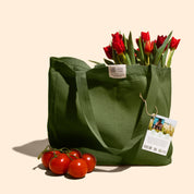 Multi-Pocket Cotton Tote Sage Green
