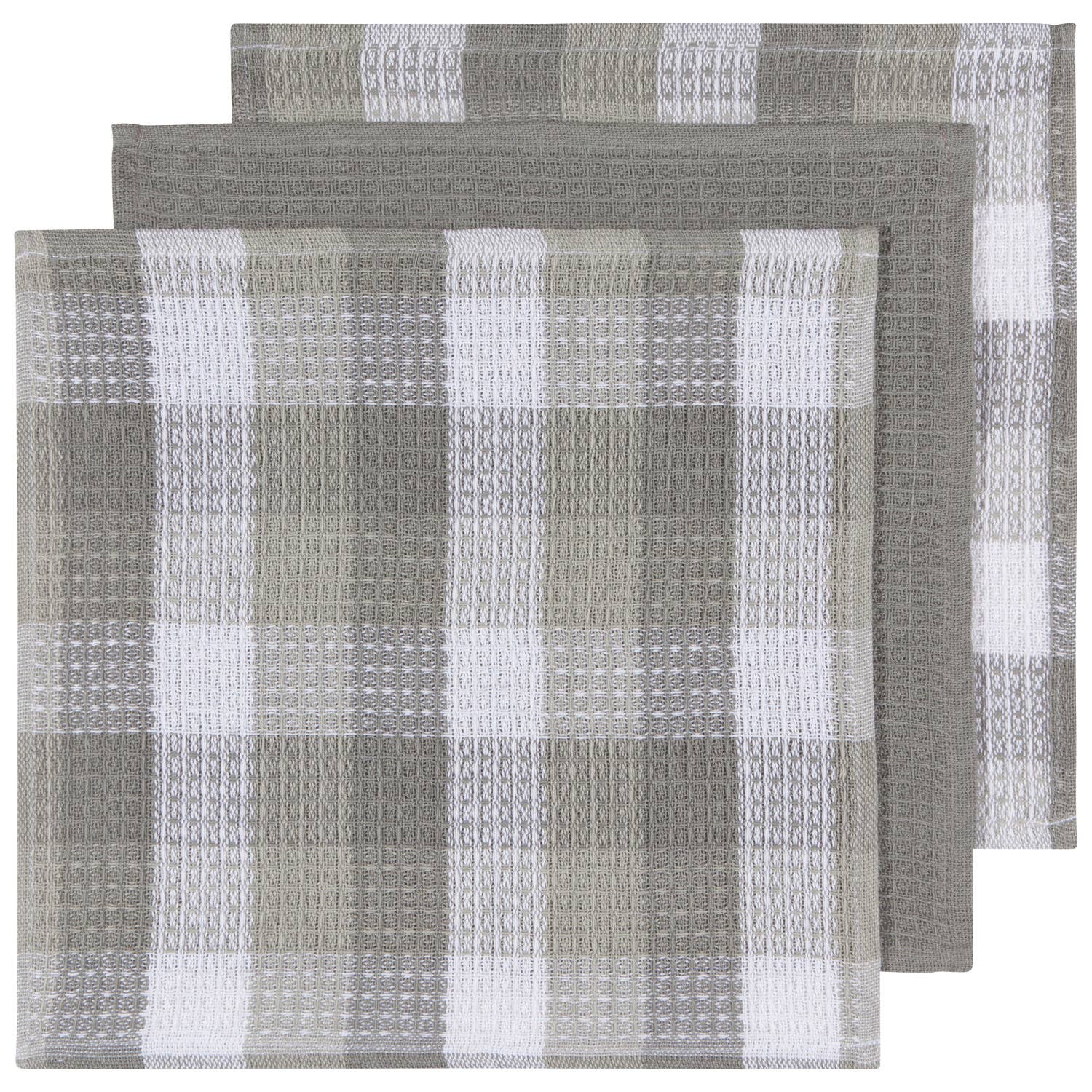 Check London Gray Waffle Dishcloths Set of 3