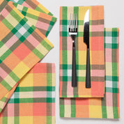 Recycled Cotton 2nd Spin Plaid Meadow Napkins Set of 4