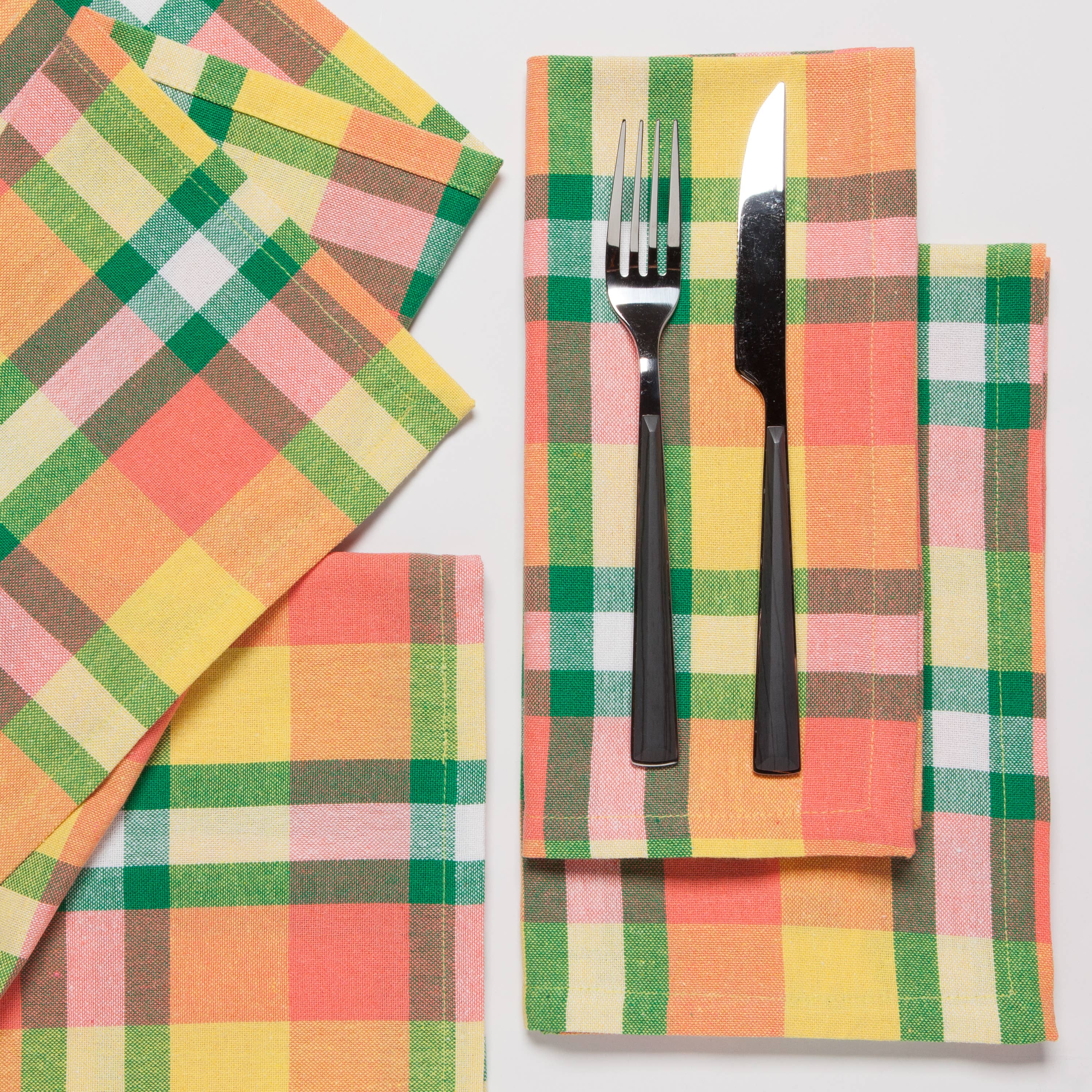 Recycled Cotton 2nd Spin Plaid Meadow Napkins Set of 4