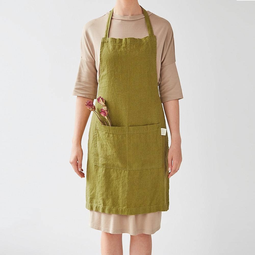 Linen Tales Daily Apron- Moss Green
