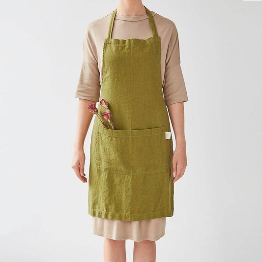Linen Daily Apron- Moss Green