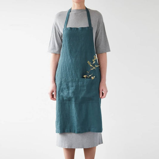 Linen Daily Apron- Deep Water