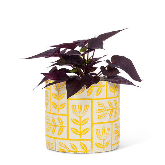Floral Grid Planter-Yellow