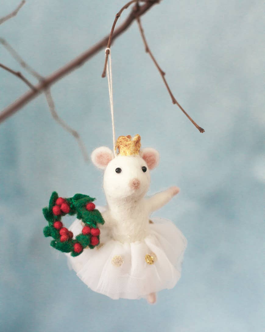 BALLERINA MOUSE FELT ORNAMENT | Handcrafted in Nepal