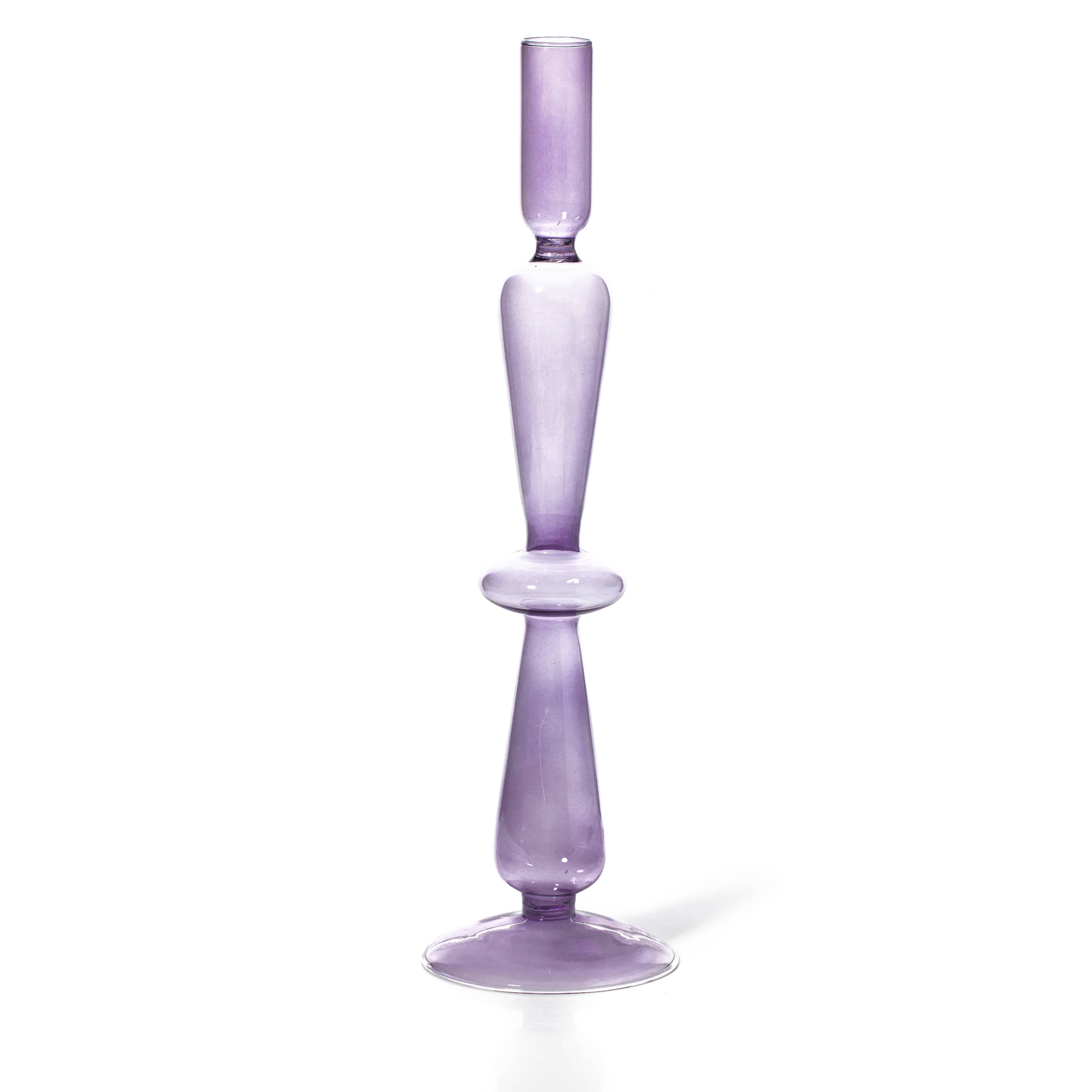 Maegen Taper Holder - Coloured Glass - Lilac