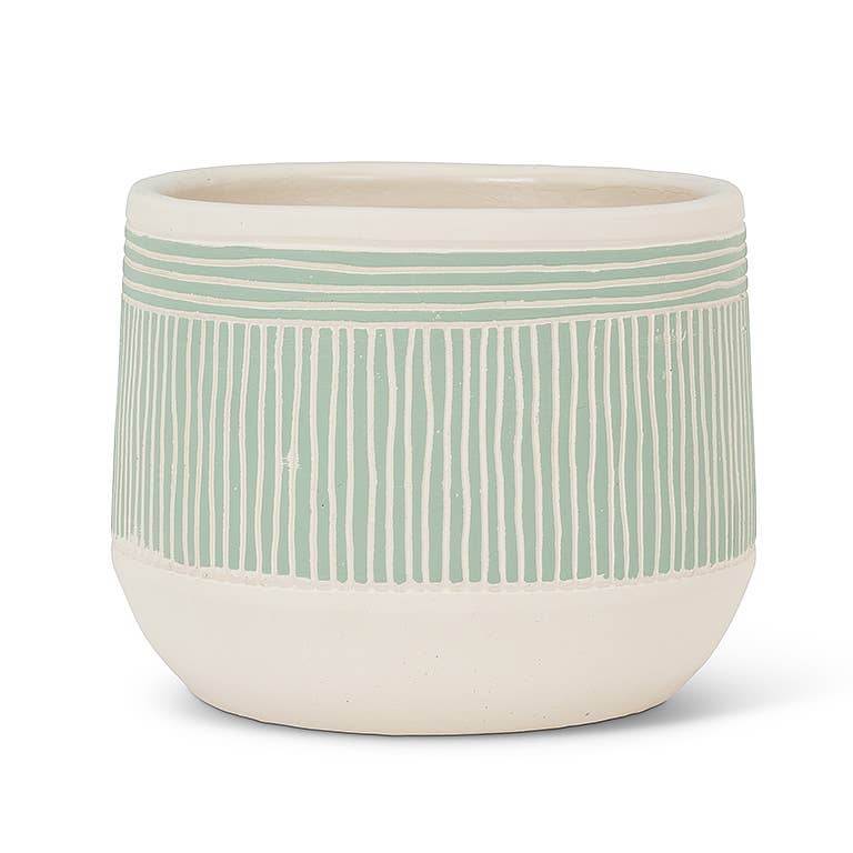 Green Large Etched Planter-6.5"D