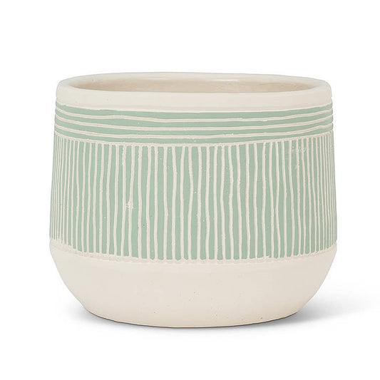 Green Large Etched Planter-6.5"D