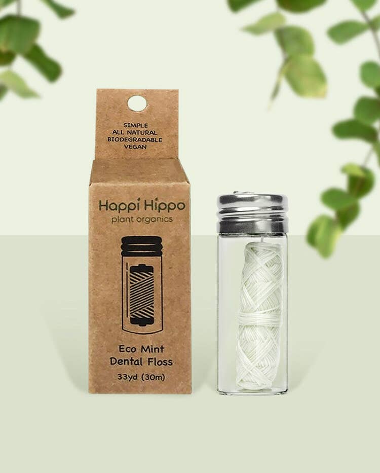 Plastic-Free Vegan Dental Floss in Glass Jar (33 yd)
