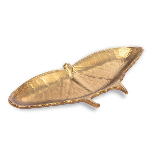 Wide Butterfly Dish-Gold-9.5"W