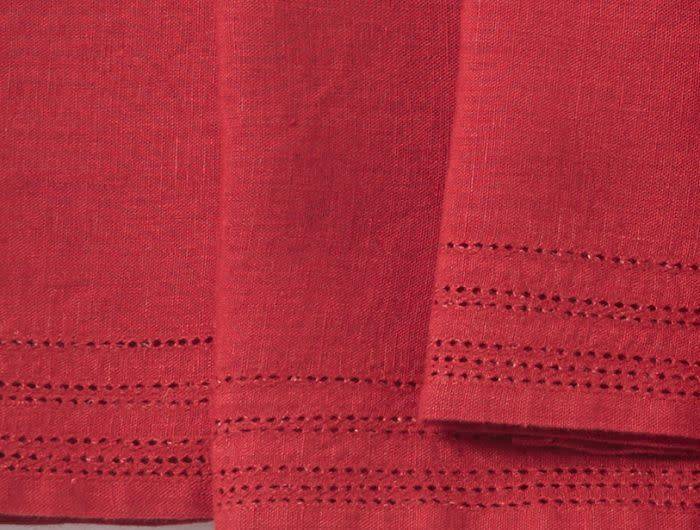 Linen Eyelet Napkins, 20" x 20" - Crimson